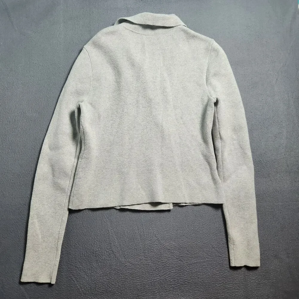 Ann Taylor Cardigan Women XS Gray Full Asymmetrical Zip Moto Sweater